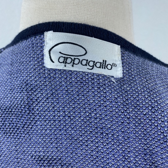 Vintage 80s Knit Cardigan Large Open Pappagallo Dark Blue Purple Beaded Paisley - Picture 8 of 9